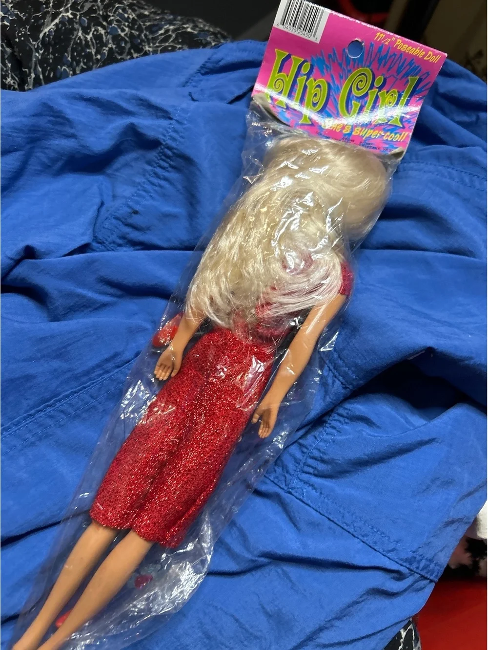 Vintage Hip Girl Fashion Doll in Red Dress with Floral Details